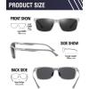 imageDUCO Mens Sunglasses Polarized Rectangle Sunglass for Men Lightweight Carbon Fiber UV400 Protection 8206Silver Frame Silver Temple Grey Lens