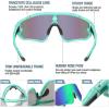 imageDUCO Kids Sunglasses Youth Baseball Sun Glasses Lightweight TR90 Frame UV400 Sports Cycling Shades for Boys Girls DK268Green Frame Red Blue Dot Black Temple Revo Green Lens
