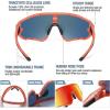 imageDUCO Kids Sunglasses Youth Baseball Sun Glasses Lightweight TR90 Frame UV400 Sports Cycling Shades for Boys Girls DK268Orange Frame Black Temple Revo Orange Lens