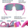 imageDUCO Kids Sunglasses Youth Baseball Sun Glasses Lightweight TR90 Frame UV400 Sports Cycling Shades for Boys Girls DK268Pink Frame White Blue Dot White Temple Revo Colorful Lens