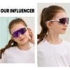imageDUCO Kids Sunglasses Youth Baseball Sun Glasses Lightweight TR90 Frame UV400 Sports Cycling Shades for Boys Girls DK268Pink White Frame Purpletemple Revo Purple Lens