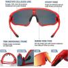imageDUCO Kids Sunglasses Youth Baseball Sun Glasses Lightweight TR90 Frame UV400 Sports Cycling Shades for Boys Girls DK268Red Frame Black White Dot Black Temple Revo Orange Lens