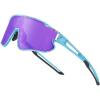 imageDUCO Kids Sunglasses Youth Baseball Sun Glasses Lightweight TR90 Frame UV400 Sports Cycling Shades for Boys Girls DK268Light Blue Frame Red White Dot Black Temple Revo Purple Lens