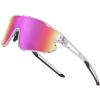 imageDUCO Kids Sunglasses Youth Baseball Sun Glasses Lightweight TR90 Frame UV400 Sports Cycling Shades for Boys Girls DK268White Frame Red Blue Dot Black Temple Revo Colorful Lens