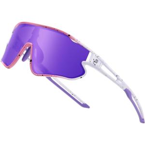 imageDUCO Kids Sunglasses Youth Baseball Sun Glasses Lightweight TR90 Frame UV400 Sports Cycling Shades for Boys Girls DK268Pink White Frame Purpletemple Revo Purple Lens