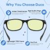 imageDUCO Blue Light Glasses Blue Ray Blocking Glasses Computer Gaming Glasses with Amber Lens 8016Dc8016  Shine Black