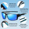 imageDUCO Polarized Sports Sunglasses for Men Women UV400 Protection Lightweight Frame for Fishing Driving Running F103Black Blue Frame Revo Blue Lens