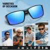 imageDUCO Polarized Sports Sunglasses for Men Women UV400 Protection Lightweight Frame for Fishing Driving Running F103Black Blue Frame Revo Blue Lens