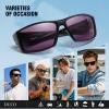 imageDUCO Polarized Sports Sunglasses for Men Women UV400 Protection Lightweight Frame for Fishing Driving Running F103Black Frame Purple Lens