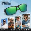 imageDUCO Polarized Sports Sunglasses for Men Women UV400 Protection Lightweight Frame for Fishing Driving Running F103Black Frame Revo Green Lens