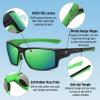 imageDUCO Polarized Sports Sunglasses for Men Women UV400 Protection Lightweight Frame for Fishing Driving Running F103Black Frame Revo Green Lens