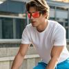 imageDUCO Polarized Sports Sunglasses for Men Women UV400 Protection Lightweight Frame for Fishing Driving Running F103Black Red Frame Revo Orange Lens