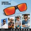 imageDUCO Polarized Sports Sunglasses for Men Women UV400 Protection Lightweight Frame for Fishing Driving Running F103Black Red Frame Revo Orange Lens