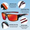 imageDUCO Polarized Sports Sunglasses for Men Women UV400 Protection Lightweight Frame for Fishing Driving Running F103Black Red Frame Revo Orange Lens