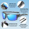 imageDUCO Polarized Sports Sunglasses for Men Women UV400 Protection Lightweight Frame for Fishing Driving Running F103Black Stripe Frame Revo Blue Lens