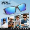 imageDUCO Polarized Sports Sunglasses for Men Women UV400 Protection Lightweight Frame for Fishing Driving Running F103Black Stripe Frame Revo Blue Lens
