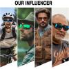 imageDUCO Polarized Sports Sunglasses for Men Women UV400 Protection Lightweight Frame for Fishing Driving Running F103Brown Frame Revo Blue Lens