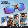 imageDUCO Polarized Sports Sunglasses for Men Women UV400 Protection Lightweight Frame for Fishing Driving Running F103Brown Frame Revo Blue Lens