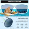 imageDUCO Polarized Sports Sunglasses for Men Women UV400 Protection Lightweight Frame for Fishing Driving Running F103Transparent Blue Frame Revo Blue Lens