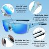 imageDUCO Polarized Sports Sunglasses for Men Women UV400 Protection Lightweight Frame for Fishing Driving Running F103Transparent Blue Frame Revo Blue Lens