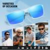 imageDUCO Polarized Sports Sunglasses for Men Women UV400 Protection Lightweight Frame for Fishing Driving Running F103Transparent Blue Frame Revo Blue Lens