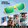 imageDUCO Polarized Sports Sunglasses for Men Women UV400 Protection Lightweight Frame for Fishing Driving Running F103Yellow Frame Revo Green Lens