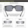 imageDUCO Sports Polarized Fit Over Sunglasses for Men Women Wrap Around Wear Over Glasses for Cycling FishingA White Frame Revo Mirror Lens