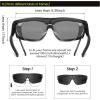 imageDUCO Sports Polarized Fit Over Sunglasses for Men Women Wrap Around Wear Over Glasses for Cycling FishingB Shine Black Frame Grey Lens
