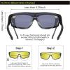 imageDUCO Sports Polarized Fit Over Sunglasses for Men Women Wrap Around Wear Over Glasses for Cycling FishingB Shine Black Frame Revo Gold Lens