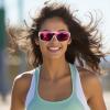 imageDUCO Sports Polarized Fit Over Sunglasses for Men Women Wrap Around Wear Over Glasses for Cycling FishingB Transparent Frame Revo Pink Lens
