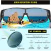 imageDUCO Sports Polarized Fit Over Sunglasses for Men Women Wrap Around Wear Over Glasses for Cycling FishingTransparent Gray Frame Revo Green Lens