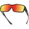 imageDUCO Sports Polarized Fit Over Sunglasses for Men Women Wrap Around Wear Over Glasses for Cycling FishingA Black Frame Revo Red Lens