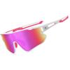 imageDUCO Sports Polarized Sunglasses for Men Women Running Sunglasses Fishing Cycling Baseball Glasses UV400 Protection DC0023White Frame Pink Temple Revo Colorful Lens