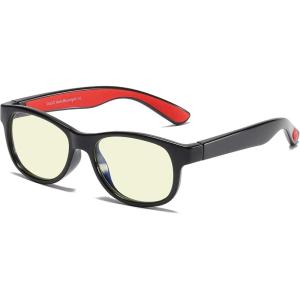 imageDUCO Blue Light Glasses for Kids Boys Girls Blue Ray Blocking Glasses Cute Computer Gaming TV GlassesBlackRed