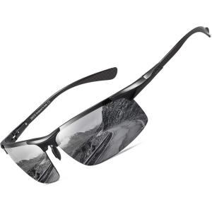imageDUCO Mens Sunglasses Polarized Sports Fishing Running Driving Carbon Fiber Sunglasses for Men UV400 Protection DC8277Black Frame Grey Lens
