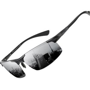 imageDUCO Mens Sunglasses Polarized Sports Fishing Running Driving Carbon Fiber Sunglasses for Men UV400 Protection DC8277Black Frame Silver Lens