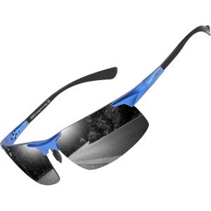 imageDUCO Mens Sunglasses Polarized Sports Fishing Running Driving Carbon Fiber Sunglasses for Men UV400 Protection DC8277Blue Frame Grey Lens