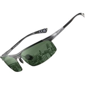 imageDUCO Mens Sunglasses Polarized Sports Fishing Running Driving Carbon Fiber Sunglasses for Men UV400 Protection DC8277Gunmetal Frame Dark Green Lens