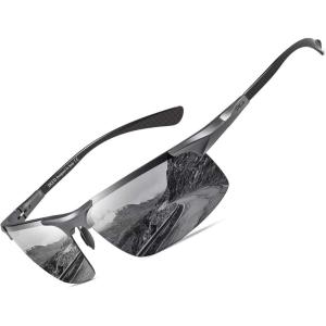 imageDUCO Mens Sunglasses Polarized Sports Fishing Running Driving Carbon Fiber Sunglasses for Men UV400 Protection DC8277Gunmetal Frame Grey Lens