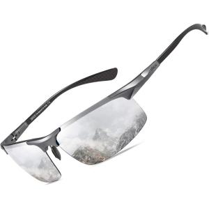 imageDUCO Mens Sunglasses Polarized Sports Fishing Running Driving Carbon Fiber Sunglasses for Men UV400 Protection DC8277Gunmetal Frame Silver Lens