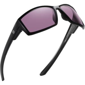 imageDUCO Polarized Sports Sunglasses for Men Women UV400 Protection Lightweight Frame for Fishing Driving Running F103Black Frame Purple Lens