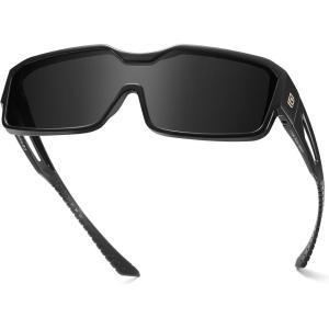 imageDUCO Sports Polarized Fit Over Sunglasses for Men Women Wrap Around Wear Over Glasses for Cycling FishingA Black Frame Gray Lens
