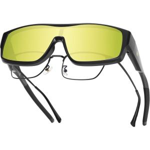 imageDUCO Sports Polarized Fit Over Sunglasses for Men Women Wrap Around Wear Over Glasses for Cycling FishingB Shine Black Frame Revo Gold Lens