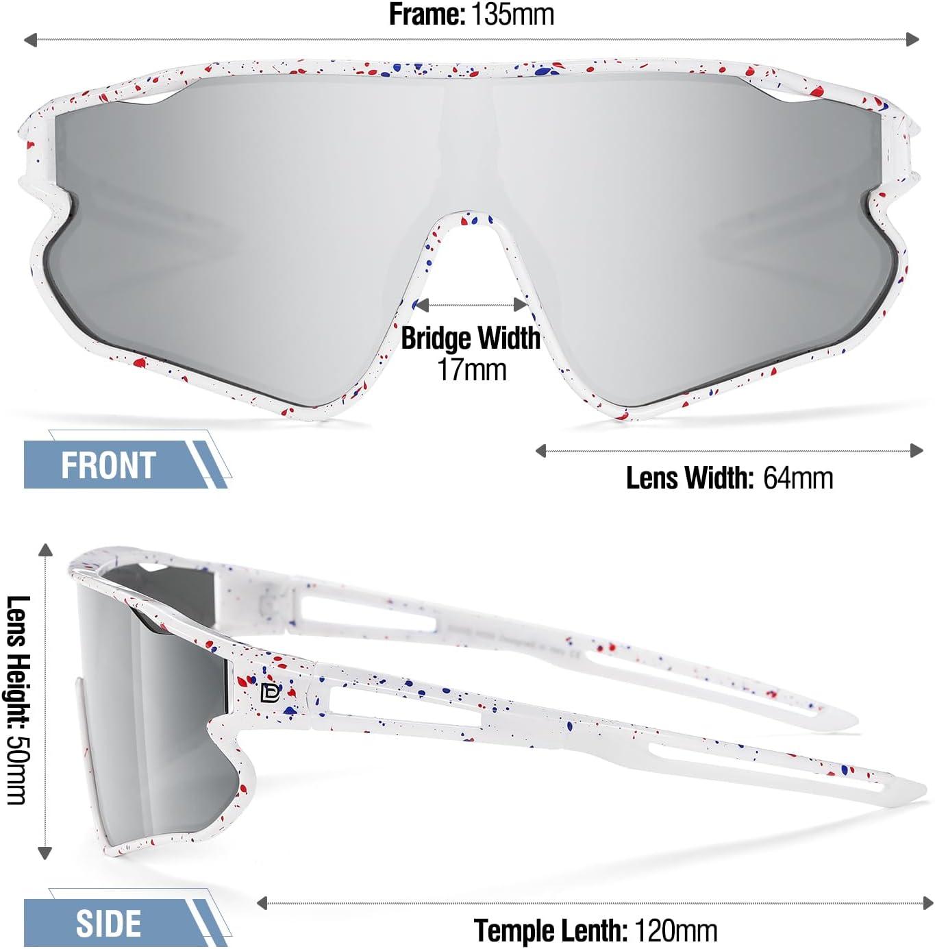 imageDUCO Kids Sunglasses Youth Baseball Sun Glasses Lightweight TR90 Frame UV400 Sports Cycling Shades for Boys Girls DK268White Frame Red Blue Revo Silver Lens