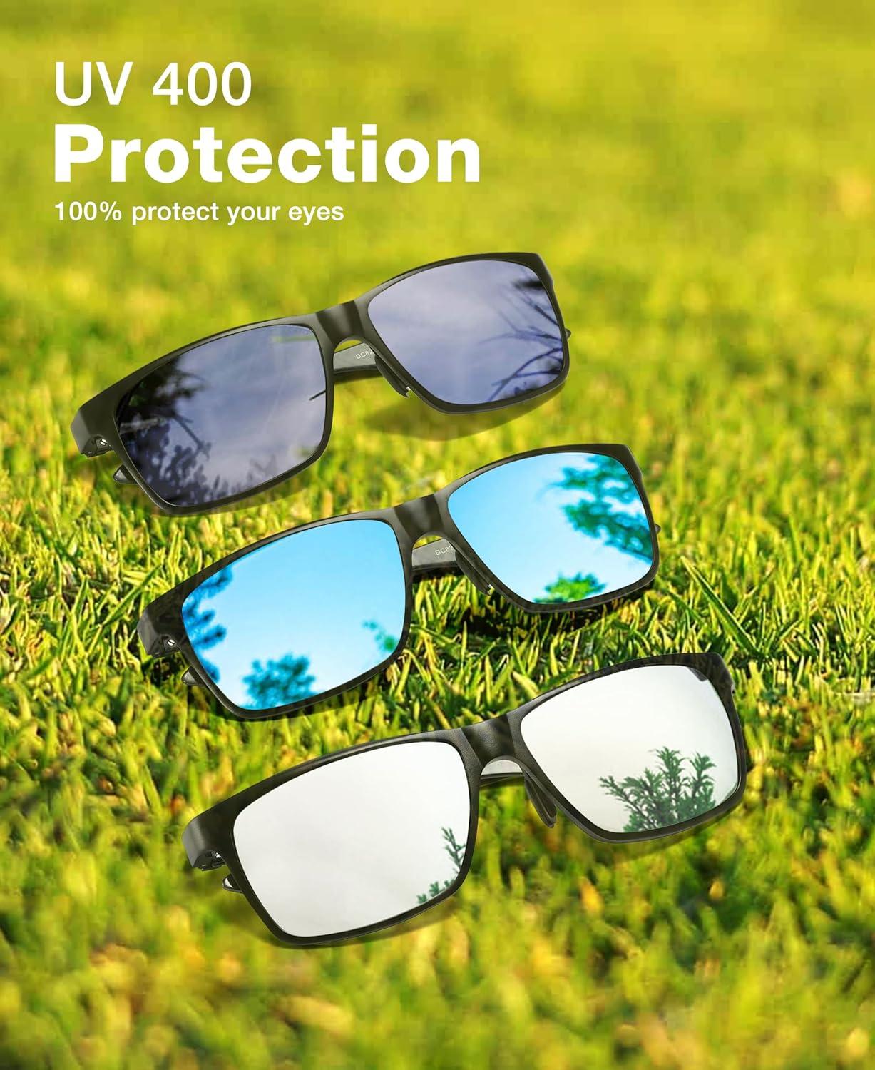 imageDUCO Mens Luxury Carbon Fiber Temple Polarized Sunglasses for Men Sports UV400 DC8206 3packsBlackGrayblackBlueblackSilver