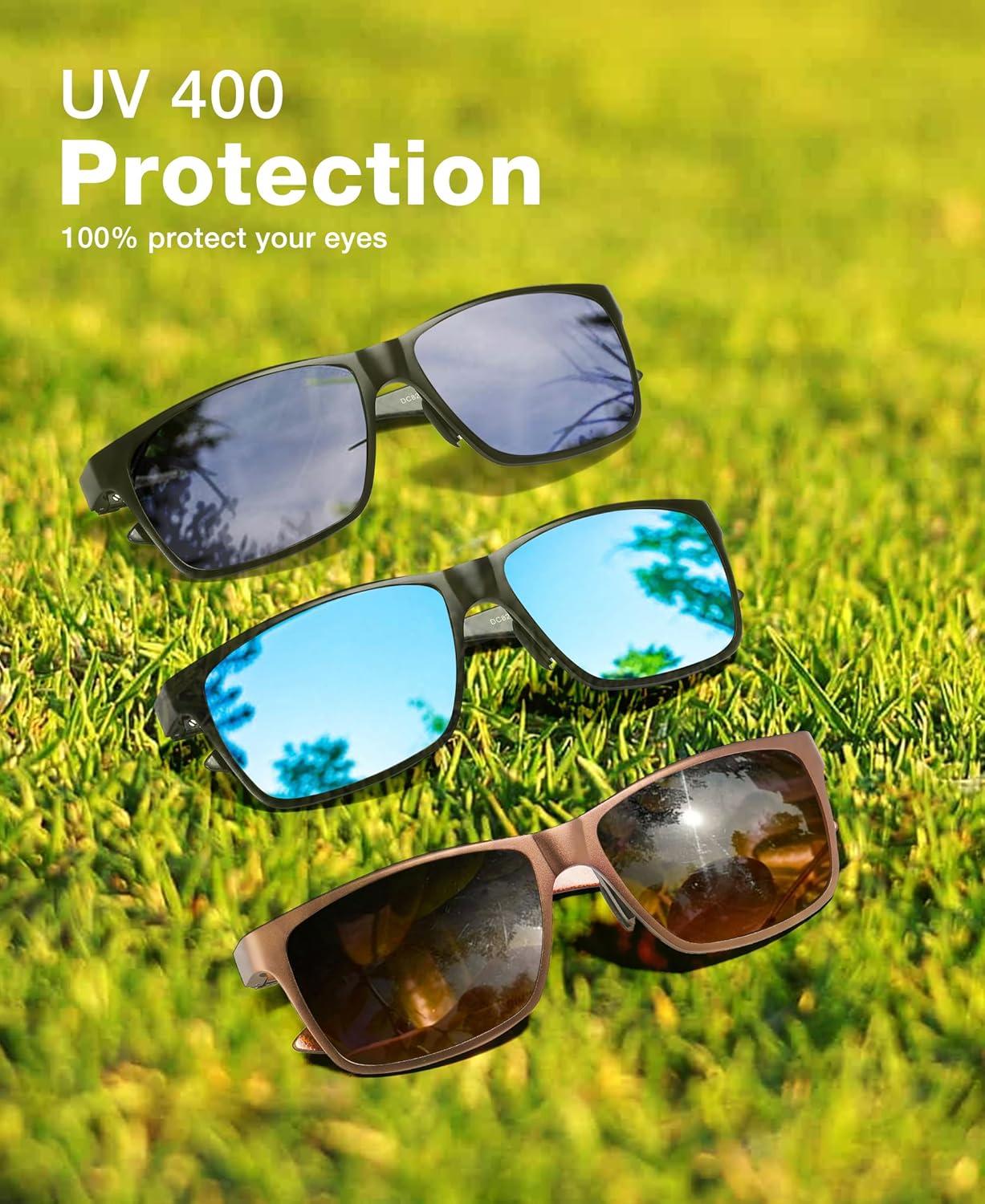 imageDUCO Mens Luxury Carbon Fiber Temple Polarized Sunglasses for Men Sports UV400 DC8206 3packsBlackGrayblackRevo Bluebrown