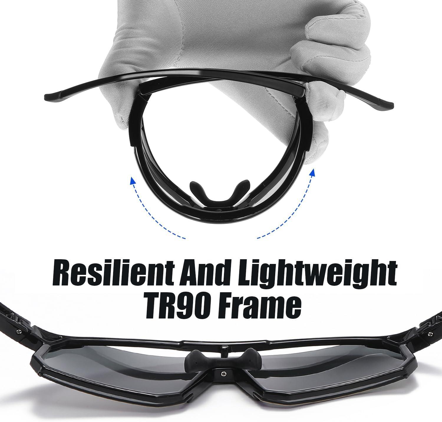 imageDUCO Polarized Sports Sunglasses for Men and Women Wrap Around Shades for Driving Cycling Baseball and Fishing UV400Shine Black Frame Revo Purple Lens