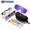 imageDUCO Polarized Sports Sunglasses for Men and Women Wrap Around Shades for Driving Cycling Baseball and Fishing UV400Shine Black Frame Revo Purple Lens