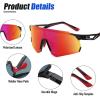 imageDUCO Polarized Sports Sunglasses for Men and Women Wrap Around Shades for Driving Cycling Baseball and Fishing UV400Shine Black Frame Revo Red Lens