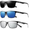 imageDUCO Mens Luxury Carbon Fiber Temple Polarized Sunglasses for Men Sports UV400 DC8206 3packsBlackGrayblackBlueblackSilver